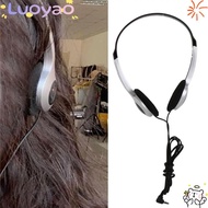 LUOYAO1 Headset, Retractable Universal Earphones, Y2k Vintage Metal ABS Head Mounted Headphones MP3 
