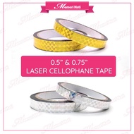 0.5'' & 0.75'' Pita Selofan Emas & Perak / Laser Metallic Gold & Silver Cellophane Tape Foil Tape Bi