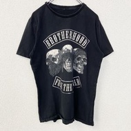 90年代復古骷髏/骷髏頭印花短袖T卹，單線縫製，復古風格，黑色，圓領，M碼