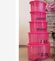 Tupperware pink -  One touch pink set   - 5pcs / set