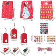 decorate☍DAPHNE Christmas Gift Bags Holiday 24 Sets Food Storage Christmas Advent Calendar