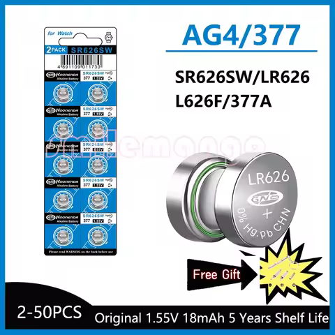 2PCS-50PCS 1.55V AG4 Button Batteries 377 SR626 SR626SW Cell Coin Alkaline Battery 177 376 626A LR66