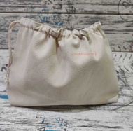 Pouch Dompet Besar Polos Tas kain Bahan Blacu premium tali serut
