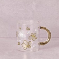 Starbucks blossom Sakura clear gold glitter glass mug