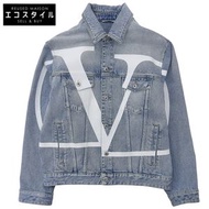 二手 Valentino V 標誌超大牛仔夾克，淺藍色，44 碼