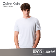 CALVIN KLEIN เสื้อยืดคอกลมแขนสั้นผู้ชาย Luxury Cotton T-shirt ทรง Relaxed รุ่น 4LB275G CIQ - สี Ligh