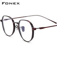 FONEX 2024ใหม่กรอบแว่นตาไทเทเนียมบริสุทธิ์แว่นตาสี่เหลี่ยมย้อนยุคแนวแฟชั่นผู้หญิง F8316แว่นตาแว่นสายตาสั้น