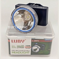 Senter Kepala luby 10 watt L-2897L / 2897K putih kuning Baterai Bongkar pasang