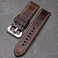 2023 Original high quality☜✣ﺴ Hand-folded cowhide strap 20 22 24MM suitable for Panerai Tudor Seiko genuine leather men's soft watch chain