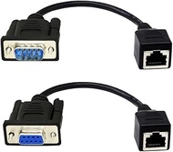 Halokny RS232 DB9 to RJ45 Ethernet Converter, DB9 9-Pin Male & Female to RJ45 CAT5 CAT6 Female Ether