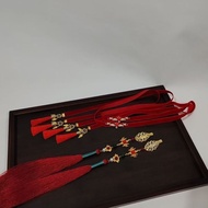 哪吒发饰cos发带长流苏发夹二次元头饰红红色发带哪吒cos道具20260731 Nezha hair accessory, cosplay headband, long tassel hairpin,