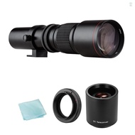 hilisg) Camera Super Telephoto Lens 500mm F/8.0-32 Manual Zoom T-Mount  + 2X 500mm Teleconverter Lens + T2-EOS Adapter Ring Replacement for Canon EOS Rebel T7 T7i T6 T6i T5 80D 77D