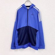 古著adidas運動外套/連帽衫，顏色藍色，XL碼