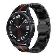 全城熱賣 - 適用於三星 Galaxy Watch 6 / 6 Classic 鋼鐵俠不銹鋼金屬錶帶（黑間紅）