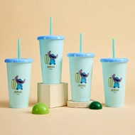 Disney Stitch Series Plastic Coffee Cup 4-Piece Set 473mL (Stitch), Lightweight Cup Body, Rounded Cu