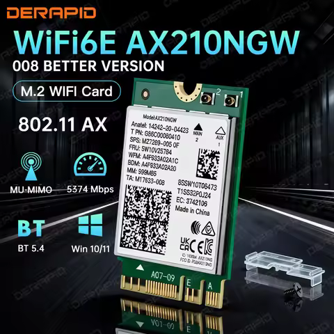 Tri Band WiFi6E AX210NGW 5400Mbps Bluetooth 5.4 802.11AX Wireless Wi-Fi 6E AX210 For Intel AX210NGW