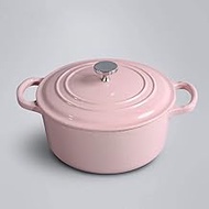 Soup Pot Casserole cast Iron 24cm Thickening Cooker Enamel Pot Cooker for Mother's Day Pot Thickening stew Pot Noodle pan Home Pot Perfect for Breakfast Frying Pan (Pink) interesting