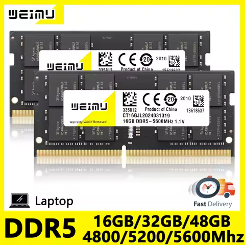 DDR5 8GB 16GB 32GB 48GB Laptop Memories Ram PC5 4800 5200 5600Mhz 1.1V 262Pin Notebook Non-ECC Unbuf