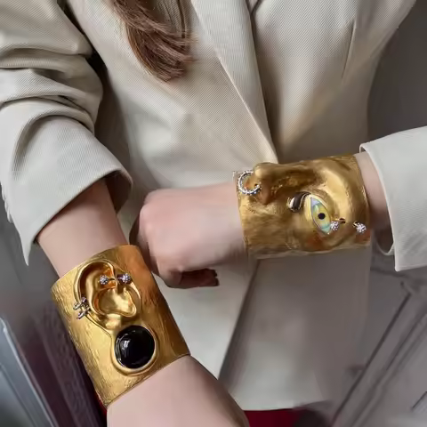 Brand New Fashion Show Metal Ear Facial Cuff Bracelet For Women Fashion Jewelry Exaggerated Hand Ope