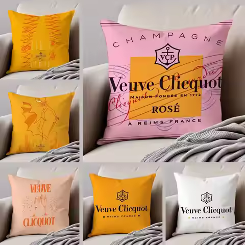 Luxury Fashion V-Veuve C-Clicquot Pillow Case Comfort Sofa Bed Silky Elegant Invisible Zipper Custom