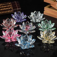 CEASI Crystal Lotus Flower Figurine, Paperweight Table Ornaments Multi-Color Lotus Flower Ornament, 