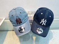 韓國預訂 2色選 new era  NY刺繡logo 拼牛仔布 cap帽