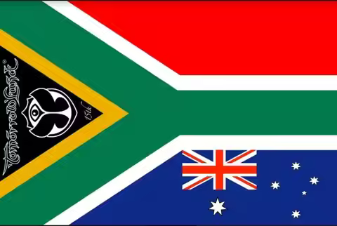 Tomorrowland Flag with South Africa and with australia flag banner 3x5ft