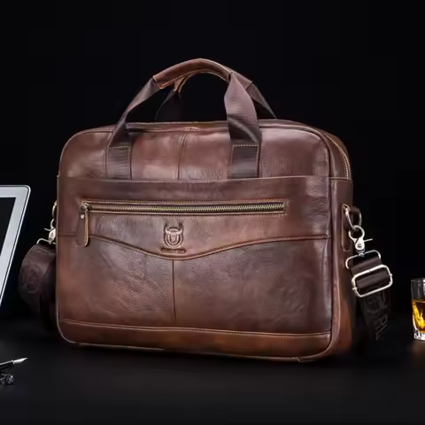 Laptop Bag 16 Inch Leather Briefcase Vintage Messenger Bag for Men Large Crossbody Shoulder Computer