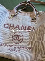 99 .99%近全新Chanel PINK deauville tote bag (large size) 沙灘包