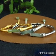 bracelet  手镯    手链 节节高升青玉手镯925银竹节和田玉手链镯子手环简约饰品女手镯