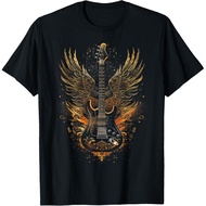 Rock & Roll Guitar Adult T-Shirt with Wings T-Shirt