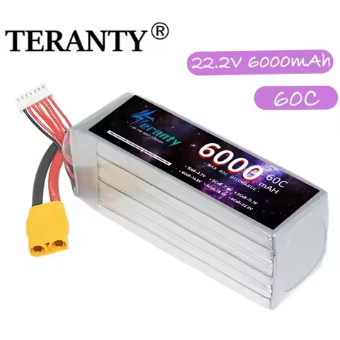 Teranty 6000mAh 6S 22.2V 60C RC Lipo Battery Rechargeable Battery For RC Car FPV Truck Helicopter Wi