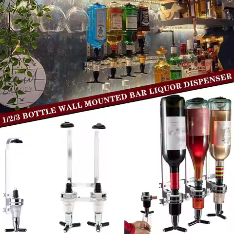 Cocktail Alcohol Drink Bottle Wine Rack 1-3 ShotBar Beverage Whisky Liquor Dispenser, Wall-Mounted 1