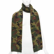 MIU MIU 2019 100% virgin woo green brown camouflage jacquard long scarf