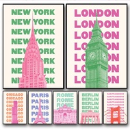 Trendy Travel Print Chicago New York San Francisco London Paris Rome Japan Amsterdam Berlin Egypt Mi