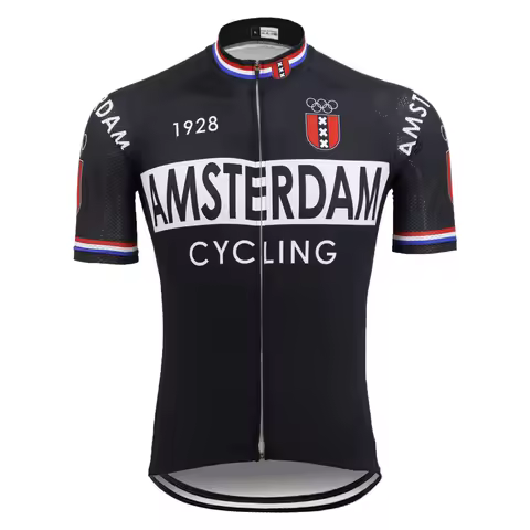 Retro Cycling Jersey Men Short Sleeve Ropa Ciclismo Mtb Jersey AMSTERDAM HOLLAND ITALIA Bike Clothin