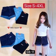 GBJ Jeans High Waist Short Jeans Pants Women Plus Size Short Denim Jeans Pendek Perempuan Plus Size GBJ短裤百搭高腰短裤牛仔短裤女大码短裤