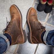 [COLLAR SHOES] Chukka Trench Boots mid-neck genuine Crazy Horse waxed leather