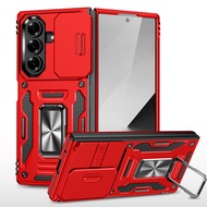 for Samsung Galaxy Z Fold 7 Phone Case with Ring Kickstand & Slide Camera Cover Shockproof Protectiv