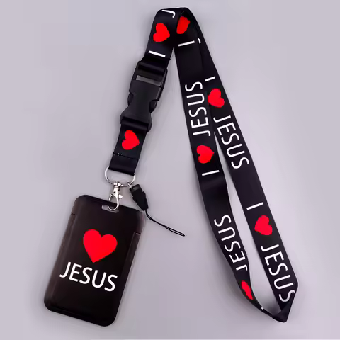 LX1496 Jesus Love Neck Strap Lanyards Keychain Badge Holder ID Card Pass Hang Rope Lariat Lanyard fo