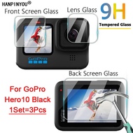 3 In 1 For GoPro Hero 9 10 Hero10 Hero9 Black Clear Ultra Slim Camera Lens + LCD Screen 2.5D Tempered Glass Protector Film