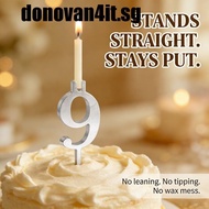 DONOVAN4IT Number Birthday Candle Holder, Number 0-9 Stainless Steel Metal Number Candle Holders, Re