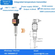Stainless steel 304 temperature transmitter pt100 sensor thermocouple sensor to 4-20ma 0-10v rs485 s
