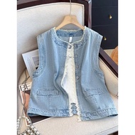 denim jacket woman denim vest woman Lace Denim Vest - Summer Thin Style for Women