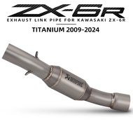 【Titanium】for kawasaki ZX6R Motorcycle Exhaust Contact Middle Link Pipe Slip on Exhaust ZX6R ZX-6R 2