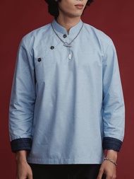 (JUN) Hanfu Shirt เสื้อเชิ้ตผู้ชายฮั่นฝู Light Oxford