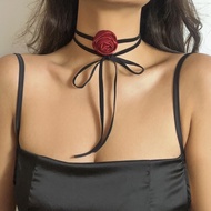 Vintage Elegant Rose loket kalung yg mencekik korea Velvet Chain kalung laras untuk wanita barang kemas parti Gothic