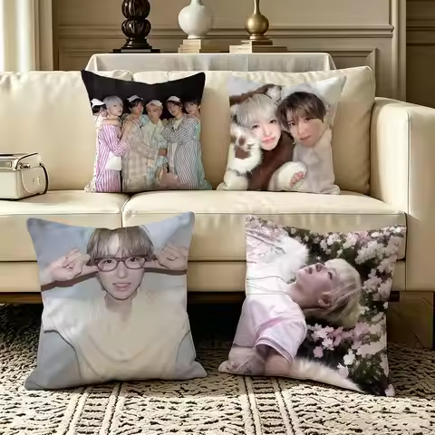 cool Singer Band NCT Wish Pillow Case Square Double-Sided Sofa Cushion Cover Bedroom Bedside Pillow