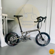 💨 Fnhon Gust 20” Roadie 𝗠𝗥𝗧/𝗕𝘂𝘀-𝗙𝗿𝗶𝗲𝗻𝗱𝗹𝘆 Shimano 10s Litepro Schwalbe 406 Folding Bike Titanium Gold
