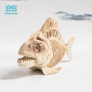Gralara Animal Prop Fish Skeleton Decoration Halloween Tabletop Ornament for Spooky Yard Party Decor